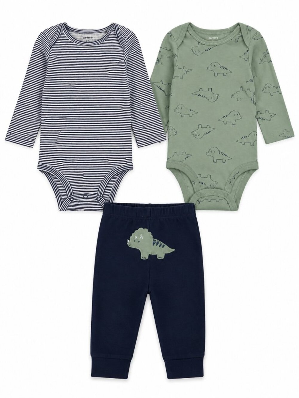 NWT Carter's Baby Boy 3 Piece Dinosaur Outfit Set Size 6 Months Navy Green Long
